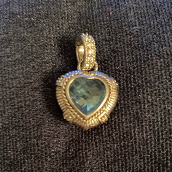 💙Judith Ripka vintage double sided blue topaz heart shaped pendant - Picture 4 of 11